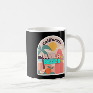 Avila Beach Retro Pastel Kleuren Palmboom Zon En Koffiemok