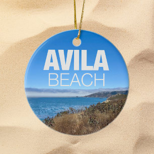Avila Beach Uitzicht Fotografie Kerstmis Keramisch Ornament
