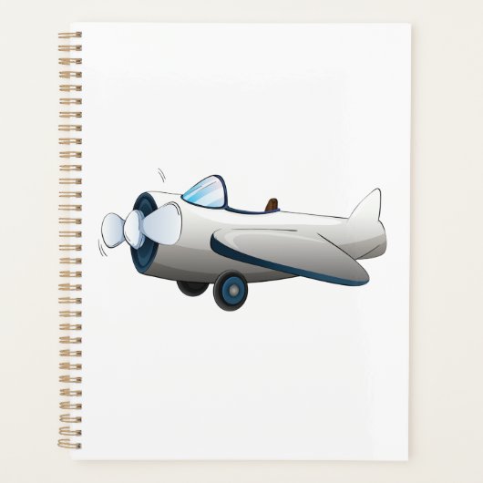 Avion à hélice de dessin animé blanc Style Rétro V (Devant)