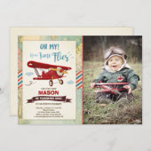 Avion Anniversaire Invitation Heure des vols Avion (Devant / Derrière)