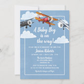 Avion Aventure bébé garçon douche Invitation (Devant)
