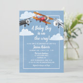 Avion Aventure bébé garçon douche Invitation (Debout devant)