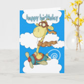 Avion / Avion Giraffe Carte d'anniversaire - Enfan (Fleur jaune)