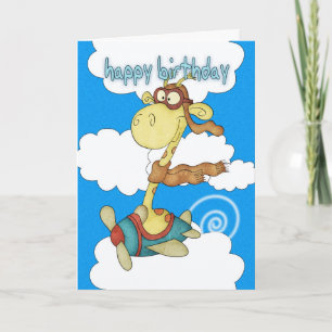 Avion / Avion Giraffe Carte d'anniversaire - Enfan