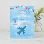 Avion Baby Boy Shower Invitation (Debout devant)