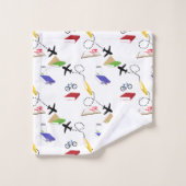 Avion Bicyclettes Books Rouge Jaune Bleu Voyage (Gant de toilette)