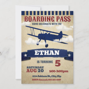 Avion Biplane Avion Anniversaire Invitation Plan V