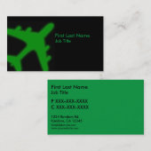 Avion brillant vert sur mesure cartes de visite (Devant / Derrière)