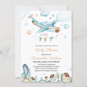 Avion C'est un Baby shower garçon Invitation