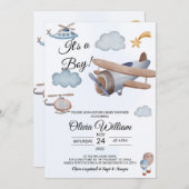 Avion C'est un Baby shower garçon Invitation (Devant / Derrière)