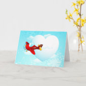 Avion d'amour, carte de voeux (Fleur jaune)