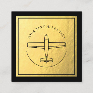 Avion de l'aviation - Faux Gold Foil Carte de visi