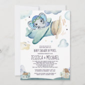 Avion éléphant | Baby shower par invitation par co (Devant)