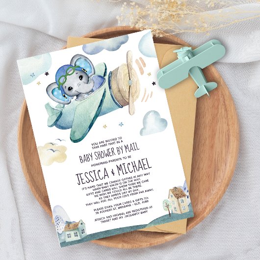 Avion éléphant | Baby shower par invitation par co