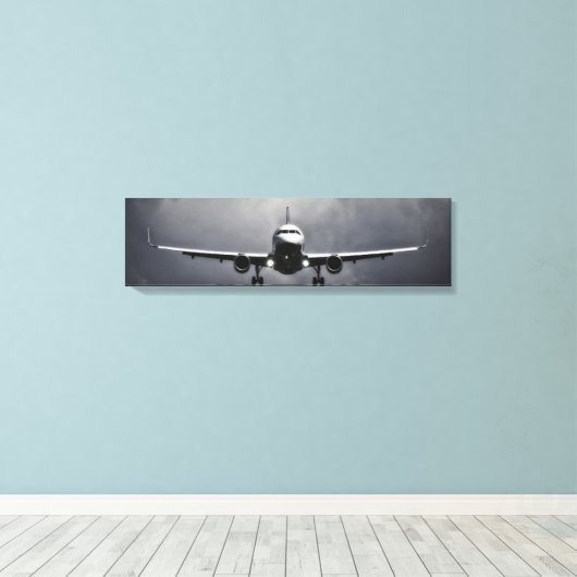Avion En Vol Avec Nuages Toile Panoramique (Insitu (Plancher de Bois))