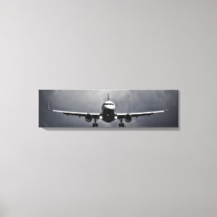 Avion En Vol Avec Nuages Toile Panoramique