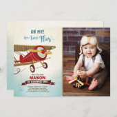 Avion Invitation Anniversaire Heure des vols Avion (Devant / Derrière)