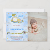Avion Invitations Anniversaire Bleu Orange avec ph (Devant)