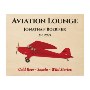 Avion Lounge Pub Man Cave Birch Bois Art Sign