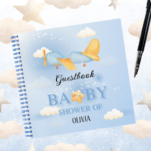 Avion mignon, Nuages & Etoile, Livre d'or Baby sho