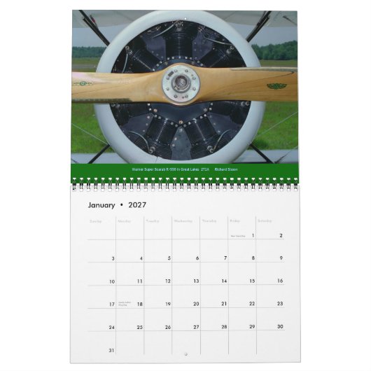 Avion moteur calendrier 15 mois 2012 (Jan 2027)