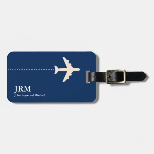 Avion Personalized Dark Blue Travel Bagagelabel (Voorkant horizontaal)