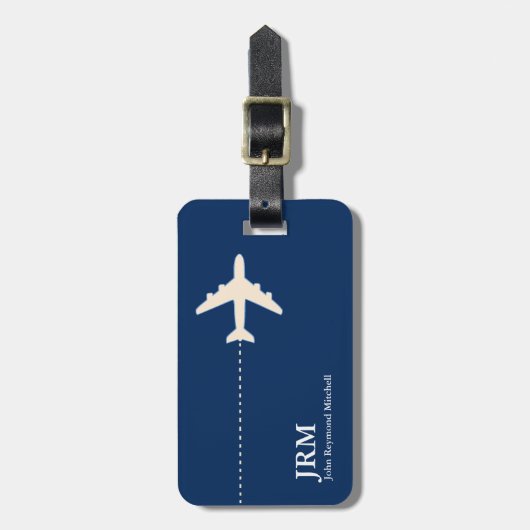 Avion Personalized Dark Blue Travel Bagagelabel (Voorkant verticaal)