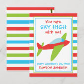 Avion rayé Personnalisé Valentine's Cartes (Devant / Derrière)