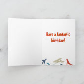 Avion, roquettes et carte d'anniversaire d'oiseaux (Intérieur)