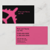 Avion rose brillant sur mesure cartes de visite (Devant / Derrière)