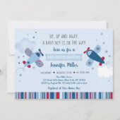 Avion Stars Nuages Garçon Baby shower Invitation (Devant)