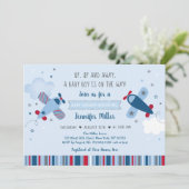 Avion Stars Nuages Garçon Baby shower Invitation (Debout devant)