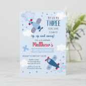 Avion Stars Nuages Garçon Invitation Anniversaire (Debout devant)