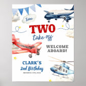 Avion Theme Boy 2e Affiche de bienvenue d'annivers (Devant)