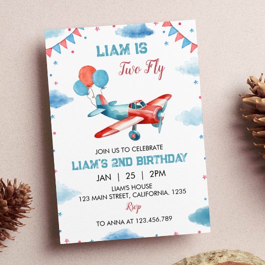 Avion vintage Anniversaire Invitation Vol