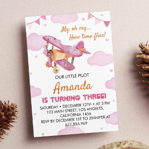 Avion vintage Anniversaire Invitation Vol