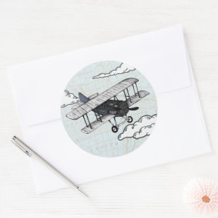 Avion Vintage   Autocollant de scellage d'envelopp