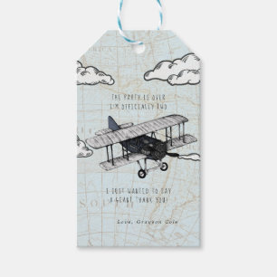 Avion Vintage Étiquette de cadeau de fête d'anni