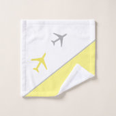 Avions d'aviation de pilotes funky gris jaune (Gant de toilette)