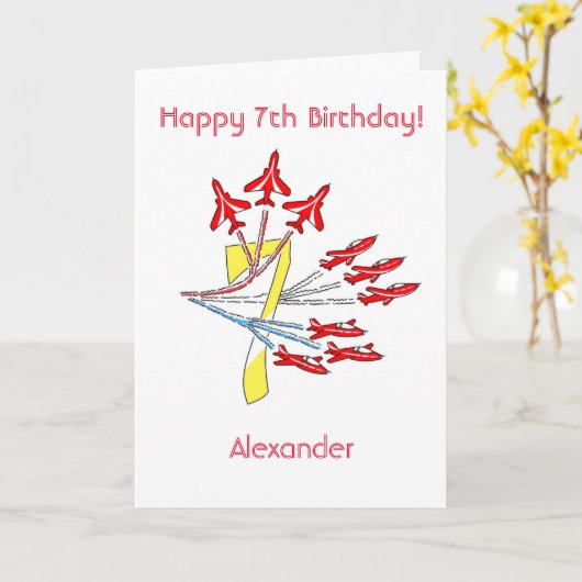 Avions Red Jet - 7e carte d'anniversaire (Fleur jaune)