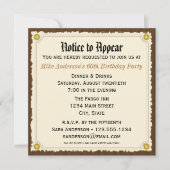 Avis de comparution Invitation à la fête d'anniver (Devant)