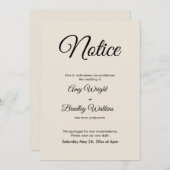 Avis de crème Faire-part Mariage reporté (Devant / Derrière)