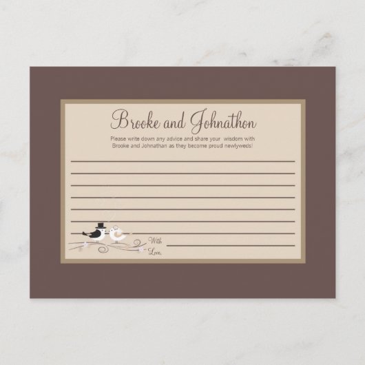 Avis Écrit Carte Mariage Birds Bride Groom (Devant)