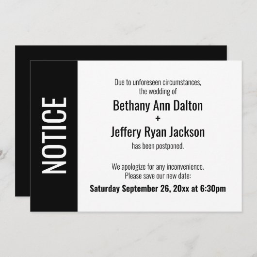 Avis en gras, Faire-part Mariage repoussé (Devant / Derrière)