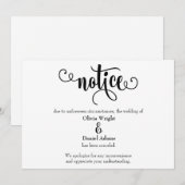 Avis Typographie Faire-part de Mariage Annulé (Devant / Derrière)