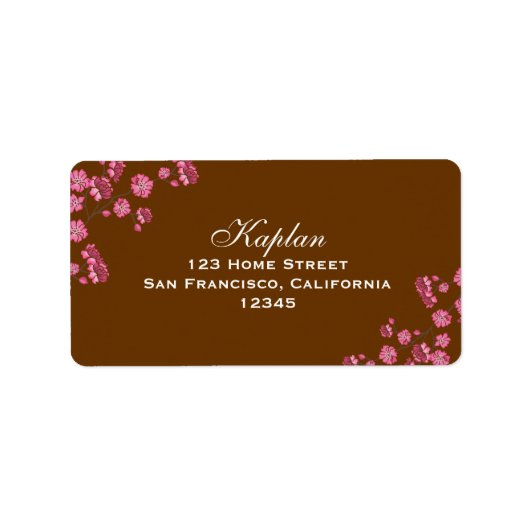 Avital Brown Pink Flowers Adres label (Voorkant)