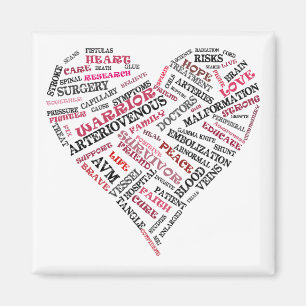AVM Awareness Word Soup Heart Magnet Magneet