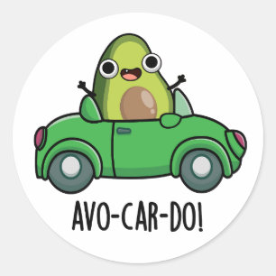 Avo-car-do Grappige Avocado Woordspelingen  Ronde Sticker