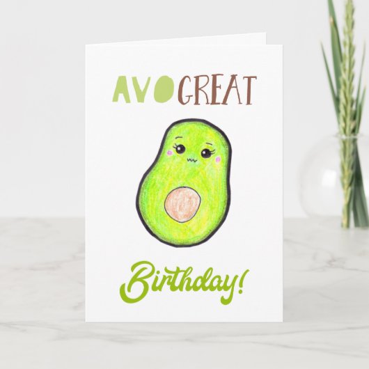 Avo geweldige verjaardag kawaii hand getrokken avo kaart (Voorkant)