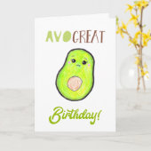 Avo geweldige verjaardag kawaii hand getrokken avo kaart (Gele Bloem)